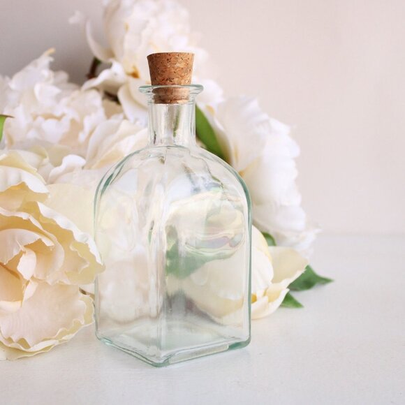 Vintage 1990s Glass Bottle With Cork / 8 Oz Recycled Spanish Glass - Picture 9 of 10